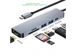 Cáp chuyển Type C 6 in1 Ra 01HDMI + SD+TF+ USB2.0+ USB 3.0 + PD)